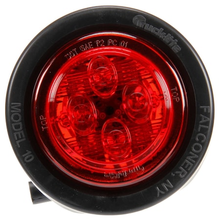 Truck-Lite 10 Series, Low Profile, Led, Red Round, 8 Diode, Marker Clearance Light, Pc, Black Pvc Grommet 10076R